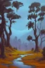 Placeholder: simply forest landscape with orange skye paint