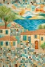 Placeholder: Create a hand-painted muraL with a mosaic of small squares in Mediterranean hues, invoking a sense of coastal charm and warmth