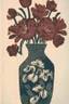 Placeholder: Block print of flowers in a vase