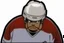 Placeholder: Calvin and Hobbs cartoon of an angry Calvin pouting with head down wearing a hockey helmet, line art cartoon