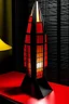 Placeholder: gaming table lamp inspired by shanghai tower buliding architecture futuristic-modern stlye. geometric form, red and black color scheme