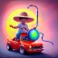 Placeholder: A one-year-old boy rides in the plastic funny toy-car on the middle of a busy street in new york. He has and a large-brimmed straw hat. somehow photographic bright colors and sunset, fantasy art, Anna Dittmann, digital painting, dan mumford, oil on canvas, jeff koons, akihito yoshida, wlop, kodachrome,