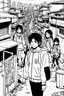 Placeholder: Poor neighborhood Tokyo, line arts, manga style