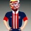 Placeholder: A tiny Donald Trump in a referee jersey officiating for a soccer match at Wembley Stadium