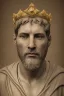 Placeholder: Realistic image, Renaissance sculpture made in marble with gold veins, Lionel messi, gold laurel leaves crown, waist up portrait,marble material, gold ornaments, Renaissance style, sun rays background, epic, celestial, cinematic lighting, God lights, 4k resolution, smooth details, soft lighting, unreal engine 5, art station, substance 3d.