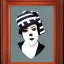 Placeholder: create a framed af a mime with a horn in 1920's attire