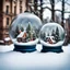 Placeholder: Snow globes upside down.