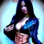 Placeholder: Beautiful woman, big bust, 6-pack abs, long hair, long nails, evil, black leather outfit