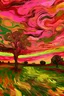 Placeholder: Hallucinating an apricot-pink evening sky; Van Gogh; neo-surrealism