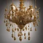 Placeholder: Apocrypha Chandelier with golden beetles hanging from it, in eclectic art style