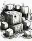 Placeholder: oozing slime cube black and white sketch art rpg