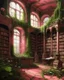 Placeholder: A pink magical library with thorny vines painted by George Inness