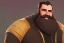 Placeholder: Other worldly bearded strong middle-aged man wearing many gold rings anda rugged long fur trimmed merchant's coat, full body, dark background, synamic lighting