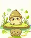 Placeholder: magical kawaii mushroom with a big, frowning mouth and droopy eyes, sitting on a lake log in a quiet and peaceful lake, lost in its own thoughts, high details, forest background, cute, kawaii, style coloring cover for adults, ultra reality