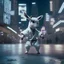 Placeholder: A cute Kawaii tiny hyper realistic baby donkey, wearing white karate clothes with street dance action, night of cyberpunk city background. wide angle full body, 8k, Cinematography, photorealistic,epic composition Unreal Engine,Cinematic, Color Grading, Portrait Photography,Ultra-Wide Angle, Depth of Field, hyper detailed