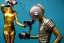 Placeholder: Golden to cyan surfaces body, latex. Tendril-mask-Synthesizer-proboscis. Partly armored bodies. Coverage metallic headphones. Man and hot Russian military girl. Old-fashioned cameras and lenses integrated to heads. Strange Steam-punk Silver tumbler connection! Dystopia perfect body. Red 4D-tiles around them. Partly symmetrical in relation to speaker. Perfect golden ratio in all directions. Space-corruption. Steam-machines-tubes. Oppressive atmosphere. Mind-transfer-cable