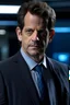 Placeholder: Ioan Gruffudd as Doctor Who, lightweight grey suit and a navy polo shirt.