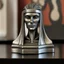 Placeholder: 3d, vintage, art deco, retro futurism, queen face chess, elongated, fancy, pewter, brutalist, simplistic, statue, bas-relief, 1930s,