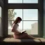 Placeholder: Study girl read a book in by the window, movie, real photo realistic, unreal engine, cinematic lighting --ar 1:1 creative