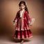 Placeholder: full body 7years old girl ,simple background, full body of very pretty little girl in azeri dance wearing A underdress or shirt, often made of silk,A fitted, often velvet or brocade, jacket worn over the shirt.Wide, bell-shaped skirts are worn, often long and layered to create beautiful movements while dancing, with a long lace scarf at back of her head ,with pretty shoes,in T pose looking at camera.