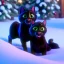 Placeholder: black Cat tangled up in christmas