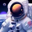 Placeholder: Astronaut, outer space, moon, stars, spaceship, beautiful, black, blue, purple, pink, masterpiece, expert, 8K, hyperrealism, sharp focus, cinematic lighting