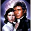 Placeholder: carrie fisher embracing harrison ford, waist up portrait, photorealistic faces, intricate, oil on canvas, masterpiece, expert, insanely detailed, 4k resolution, cinematic smooth, intricate detail , soft smooth lighting, soft pastel colors,
