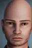 Placeholder: handsome man, portrait, profile, person of colour, bald, clean shaven, photo real, highly detailed, high contrast, extremely sharp detail, unreal engine 5