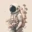 Placeholder: "floral astronaut" hand-drawn digital art, muted tones, flowers everywhere, REALISTIC