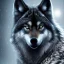 Placeholder: black wolf, black, masterpiece, expert, 8K, hyperrealism, sharp focus, cinematic lighting, blue