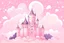 Placeholder: A pink cartoon castle in the clouds. Lots of sparkles. Super cute. Only pink, white and gold in the picture. Ethereal