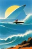 Placeholder: [illustration by Roger Dean futuristic neo-dada] Le surf, c’est la liberté, Gauches ou droites, il faut les écouter, Je les suis, je suis debout, Elles me guident, je les allonge.