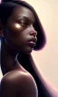 Placeholder: black girl, cute, beautiful, long hair, head and shoulders portrait by Greg Rutkowski