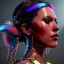 Placeholder: pretty Brazilian cyber woman, cold ambient, latex, cables, purpurin, blood, black, gold, piercings, brown, decorative color feathers, circuits, neon style, a lot of led lights, fog, rain, vibrant color, highly detailed, art stations, concept art, smooth, unreal engine 5, god rays, ray tracing, RTX, lumen lighting, ultra detail, volumetric lighting, 3d, finely drawn, high definition, high resolution.