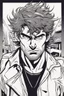 Placeholder: deranged young man with scruffy hair, stubble and a judgmental look on his face comic book style