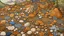 Placeholder: A brown rocky plain with stones designed in German folk art painted by the Limbourg brothers