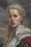 Placeholder: Sweden in the 18th century anarchists Alexandra "Sasha" Aleksejevna Luss oil paiting by artgerm Pieter Pauwel Rubens style anarchists in the background of a terrible storm in city