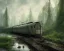 Placeholder: an abandoned train on tracks overgrown by nature with large puddles of water flooding part of tracks, 8k resolution, high-quality, fine-detail, intricate, digital art, detailed matte, volumetric lighting, illustration, 3D octane render, brian froud, howard lyon, selina french, anna dittmann, annie stokes, lisa parker, greg rutowski