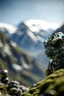 Placeholder: portrait of dope d.o.d in the Alps on mountain top, with rock giant creature in the background,shot on Hasselblad h6d-400c, zeiss prime lens, bokeh like f/0.8, tilt-shift lens 8k, high detail, smooth render, down-light, unreal engine, prize winning