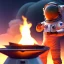 Placeholder: astronaut cooking marshmallows on barbecue from mars unreal engine 5, octan render