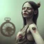 Placeholder: a cute smiling girl with her mother, red tattoo in the face, steam punk, scary, horror, realistic, made in octane, cinematic, movie, CGI, ultra-realistic, extremely detailed octane rendering, 8K, VRAY Super Real ar 2:3, dof photorealistic futuristic 50mm lens hard lighting dark gray tintype photograph, realistic lighting, sephia colors