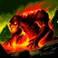 Placeholder: 90's fantasy tcg art of a molten lava rock monster