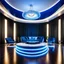 Placeholder: beautiful dance stage in luxury modern hall dynamic lights, modern furniture blue theme