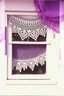 Placeholder: Vintage polaroid of a hippie window,crochet, purple