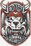 Placeholder: angry bull terrier hockey logo, thick lines, vector