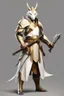 Placeholder: Full Body, White Dragonborn, Monk Knight, Fighter Pose, White and Gold outfit colour theme