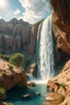 Placeholder: Hieronymus Bosch Style high quality picture waterfall in the desert sunny