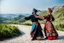 Placeholder: a couple man and woman in Azerbaijan costume ,dancing Azerbaijan folk dance togather