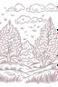 Placeholder: Sketch art for cute winter and snow coloring pages with trees, white background, sketch style, full body, just use outline, Mandala style, clean line art. White background, without shadows and clear and well outlined.