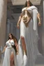 Placeholder: A hyper-realistic concept art of a full body fantasy tall big woman ultra muscular with an impressive stature a hard square face and brown hair wearing the white robe of greek senators white robe, full body, fantasy woman, tall, big, ultra muscular, hard square face, brown hair, greek senator white robe, by Jaime Jones, in the style of fantasy realistic art, cinematic and dramatic lighting, fantasy character drawings, realistic drawings, digital art, Highly Intricate Details, high quality